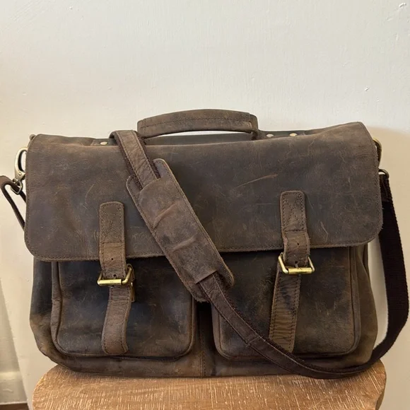Brown Leather Messenger Bag - Picture 3 of 17